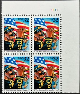 U.S. Scott #3153, 32c P.B. of 4, The Stars & Strips Forever Issue, ExF, MNH - Picture 1 of 2