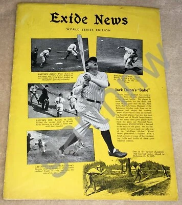 1950 RARE ALL-TIME WORLD SERIES STARS PICTORIAL POSTER BABE RUTH EXIDE NEWS - Image 1 of 4