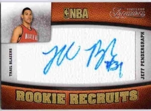JEFF PENDERGRAPH 2009-10 Panini Timeless Treasures Autografo Rookie RC Card /299 - Foto 1 di 2