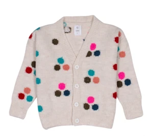 WYNKEN DESIGNER TODDLER GIRLS MULTI DOT FLAG CARDIGAN BRAND NEW SZ 4 - Picture 1 of 1