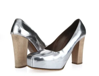 Womens MARNI silver metallic leather pumps platforms sz. 38.5 M - Image 1 of 4