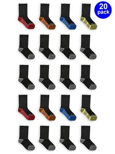 Fruit of the Loom Boys Cushioned Crew Socks, 20 Pack - Picture 1 of 4