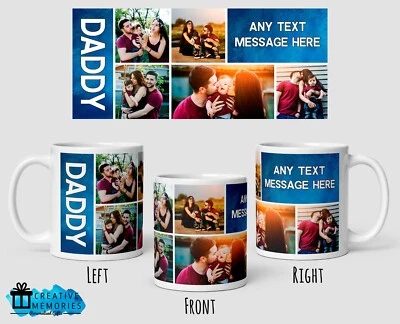 CREATIVE MEMORIES UK Personalised Photo Mug - Christmas Mug Gift - Cup - Daddy - Side Text