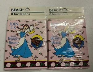 Vintage 1990s Disney Beauty And The Beast Sealed Party Invitations 16 Total - Picture 1 of 4