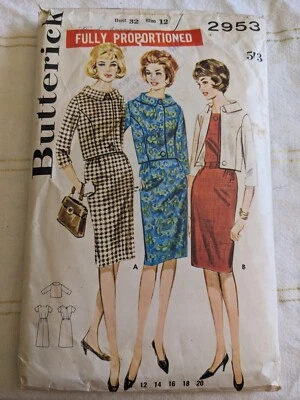 Butterick Sewing Pattern 2953 vintage 1960s size 12 Complete Ladies  Dress Jacke - Image 1 of 2