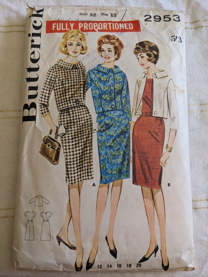 Butterick Sewing Pattern 2953 vintage 1960s size 12 Complete Ladies  Dress Jacke - Image 1 of 2