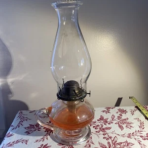 oil Lamp FOOTED FINGER - KEROSENE OIL LAMP w/ Eagle Burner and glass - Picture 1 of 12