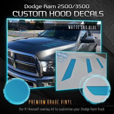 10-18 Dodge Ram 2500 3500 HD decalque adesivo capô conjunto de inserção de ventilação puro plano fosco - Imagem 1 de 4
