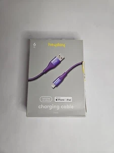 6' 8-Pin to USB-A Braided Cable - heyday Metallic Dark Purple, For Apple - Photo 1 sur 5