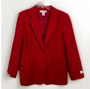Sag Harbor Red Wool Blazer Women Size 12 Single Button NEW - Picture 1 of 11