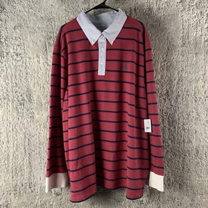 NEW Brooks Brothers Rugby Polo Shirt 2XLT Tall Red Long Sleeve Striped Mens - Picture 1 of 15