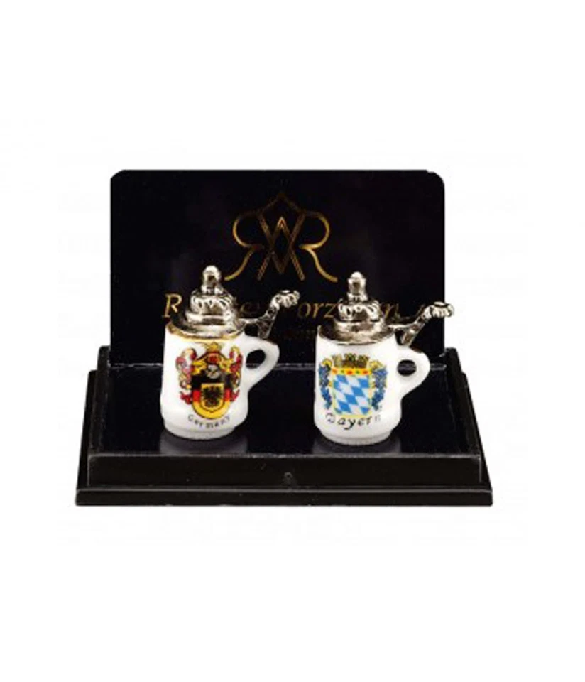 Casa Delle Bambole Due Boccali Di Birra Reutter Accessorio Da Cucina Pub 1:12 - Immagine 1 di 4