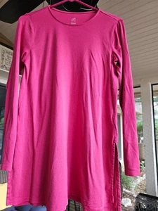 JJill Small Perfect Pima Long-sleeved Tunic Pink, 100% Pima Cotton - Picture 1 of 2