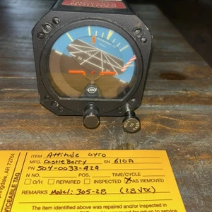 ATTITUDE GYRO-AIRCARFT INSTRUMENT Castleberry SN 610A 504-0033-929 - Picture 1 of 8
