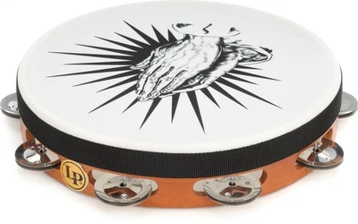 Pandereta de alabanza de percusión latina - 10 pulgadas, natural, manos rezandoras Foto 1 de 4