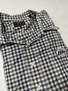 Oak Hill Blue Plaid Long Sleeve Mens 4XL Miller Lite patch Shirt Wrinkle Free - Picture 1 of 6