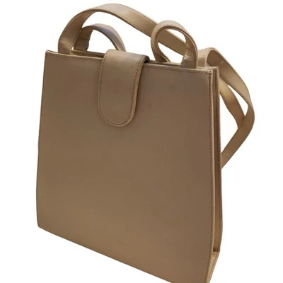 ***RARO*** BOLSO DE HOMBRO BOLSO DE MANO VINTAGE DE CUERO SINTÉTICO GEOMÉTRICO DE GRAN TAMAÑO AÑOS 80 Foto 1 de 4