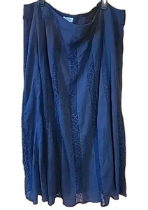 Saint John's Bay Women's SKIRT 2X Floral Eyelet Crinkle Lined Boho Nautical - Picture 1 of 14