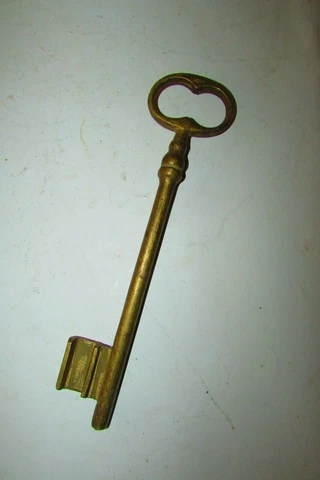 Vintage Brass Skeleton Key Door, Egyptian Handmade, Antique Key 9 inches, Great Cover