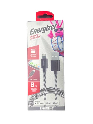 Energizer Lighting Sync and Charge Nylon Braided Usb Cable ENG-SYUSBCBK 8 foot - Image 1 of 2