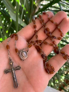 AntIique Blessed Rosary Touched "Mary Virgin Our Lady "Pocket Shrine ITALY ⭐ - Picture 1 of 5