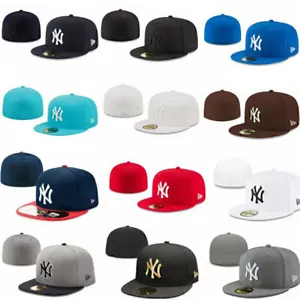 New York Caps Flat Fitted Yankees Baseball Full Closed NY Hat With BOX FAST SHIP - Picture 1 of 51