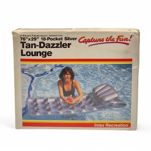Vintage 1985 Silver Intex 18 Pocket Pool Mattress 76X29 Tan Dazzler Lounge Float - Picture 1 of 8