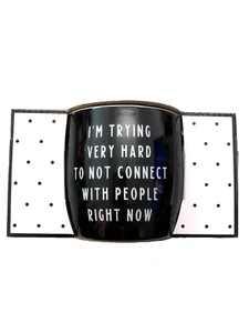 Black Coffee Tea Cocoa Mug Funny Saying Meme White Letter Ceramic Cup 14 Oz New - Picture 1 of 6