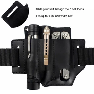 Multitool Leather EDC Belt Pocket Organizer for Knives Tools Flashlight Holder - Picture 1 of 8