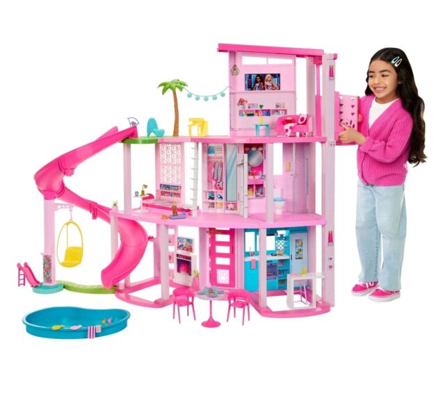 Barbie Casa de Bonecas com 75 Acessórios 3 Andares Piscina e