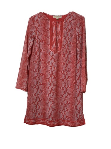 Abito tunica donna Michael Kors stampa sneak taglia S foro chiave arancione