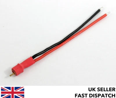 Mini Deans T Plug connector pigtail/cable 100mm 18 AWG silicone wire RC buggy - Image 1 of 3