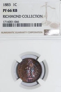 Monster Toned 1883 Indian Head Cent NGC Graded PF66 RB (1716001-006) - Picture 1 of 4