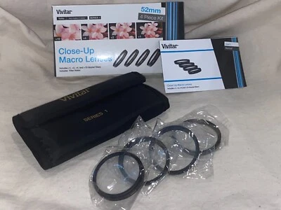 4Pcs Vivitar Close-Up Macro +1/+2/+4/+10 Lens Kit 52mm Pentax Nikon Canon Sony - Image 1 of 4