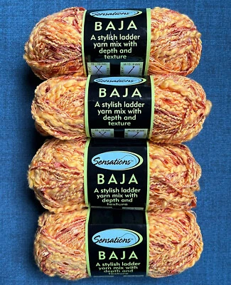 (4) Jo-Ann Sensations BAJA Yarn ORANGE MULTI BAJA #2453, 1.75 oz. Each - Image 1 of 4