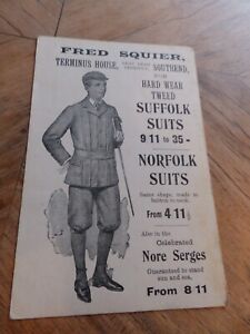 Advertising Fred Squire, Southend -Gents & Boys Outfitter, Terminus House
