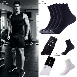 Laulax men gym trainer socks smooth seamless toes finest cotton black 6 pairs - Picture 1 of 30