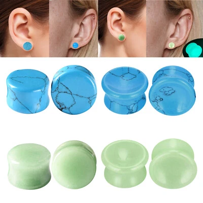 Kit de 8 medidores de oreja de piedra natural turquesa aventurina silla de montar expansor de tapón de oreja Foto 1 de 4