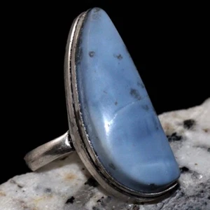 925 Silver Plated Owhyee Blue Opal Ethnic Ring Jewelry Size US 6.5 JW - Picture 1 of 3