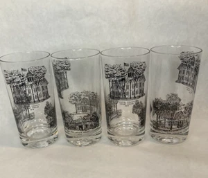 Juego de 4 vasos de bebidas negros transparentes de lugares históricos del condado de Ulster Nueva York - Imagen 1 de 8