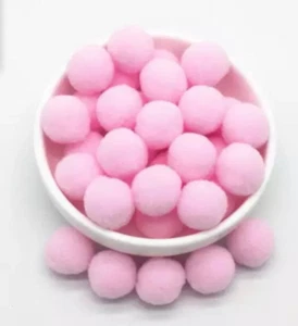 Craft pom poms, 10mm pink pom poms, fabric craft embellishments, 100 pcs - Picture 1 of 2