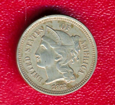 1872 THREE CENTS NICKEL **CHOICE ABOUT UNCIRCULATED** FREE SHIPPING!! - Image 1 of 2
