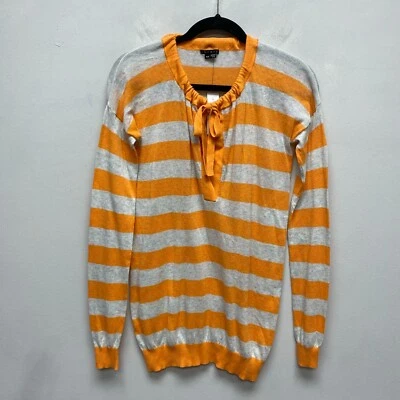 Suéter Theory Mujer Naranja Beige Rayas Manga Larga Ela Mezcla Cachemira M $190 Foto 1 de 4