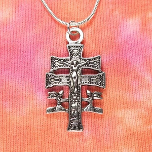 Cross of Caravaca, Holy Cross Crucifix Charm Pendant Necklace, Double Cross - Picture 1 of 7