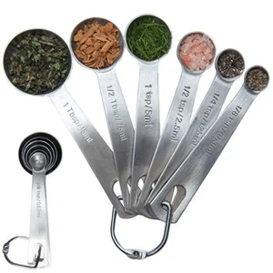 Chef Remi Measuring Spoons Set of 6 Sizes | Stackable Stainless Steel Spoons - Picture 1 of 9