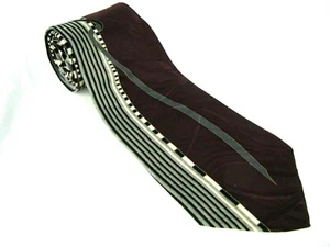 Gianfranco Ruffini Vintage Men's Tie Burgundy Grey Black Classic Necktie 58" - Picture 1 of 3