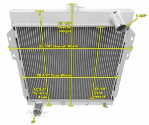 AL Champion 3 Row Radiator, 16" Fan and Shroud for 1955 - 1957 Ford Thunderbird - Foto 1 di 8