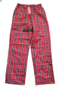 NUEVO ROMWE Mujer Gótico Punk Rojo Cuadros Imitación Cuero Correa Detalle Pantalones Talla L/M - Imagen 1 de 12