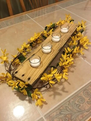 Candelabro (4) Soporte votivo de vidrio mesa envejecida centro de mesa granja campo Foto 1 de 4