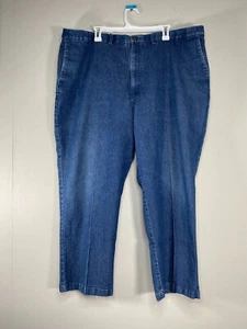 Haggar Denim Dress Pants Men's 46 x 30 High Rise Blue Office Casual - Picture 1 of 19